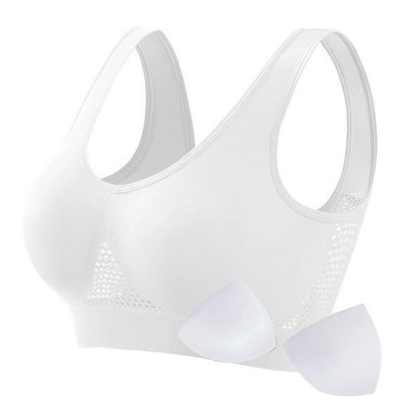 Hessimy Upgrade women's bra,2024 New sports bras for women, Breathable Liftup Air Bra Large size without underwire Full support in everyday bra(White,XXL)