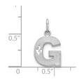 thumbnail image 3 of 14k White Gold Satin Diamond Cut Finish Letter G Initial Pendant, 3 of 3