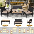 thumbnail image 4 of Costway 4PCS Patio Rattan Furniture Set Sofa Chair Coffee Table W/Cushion Brown, 4 of 10
