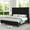 Black, variant on VanAcc King Size 61" Corduroy Upholstered Bed Frame with Vertical Stripe Wingback Headboard/Cream