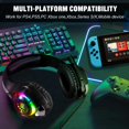 thumbnail image 2 of Gaming Headsets Wired for PS4 PS5 Switch Xbox One PC with RGB Light, Noise Canceling Mic,Surround Sound,Over Ear Muffs Gaming Headphones,Black, 2 of 7