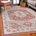 thumbnail image 3 of Ethnic Decorative Rug, Folk Tribal Shapes with Monochrome Design in Grunge Weathered Effects, Quality Carpet for Bedroom Dorm and Living Room, 6 Sizes, Pale Ruby Pale Grey, by Ambesonne, 3 of 4