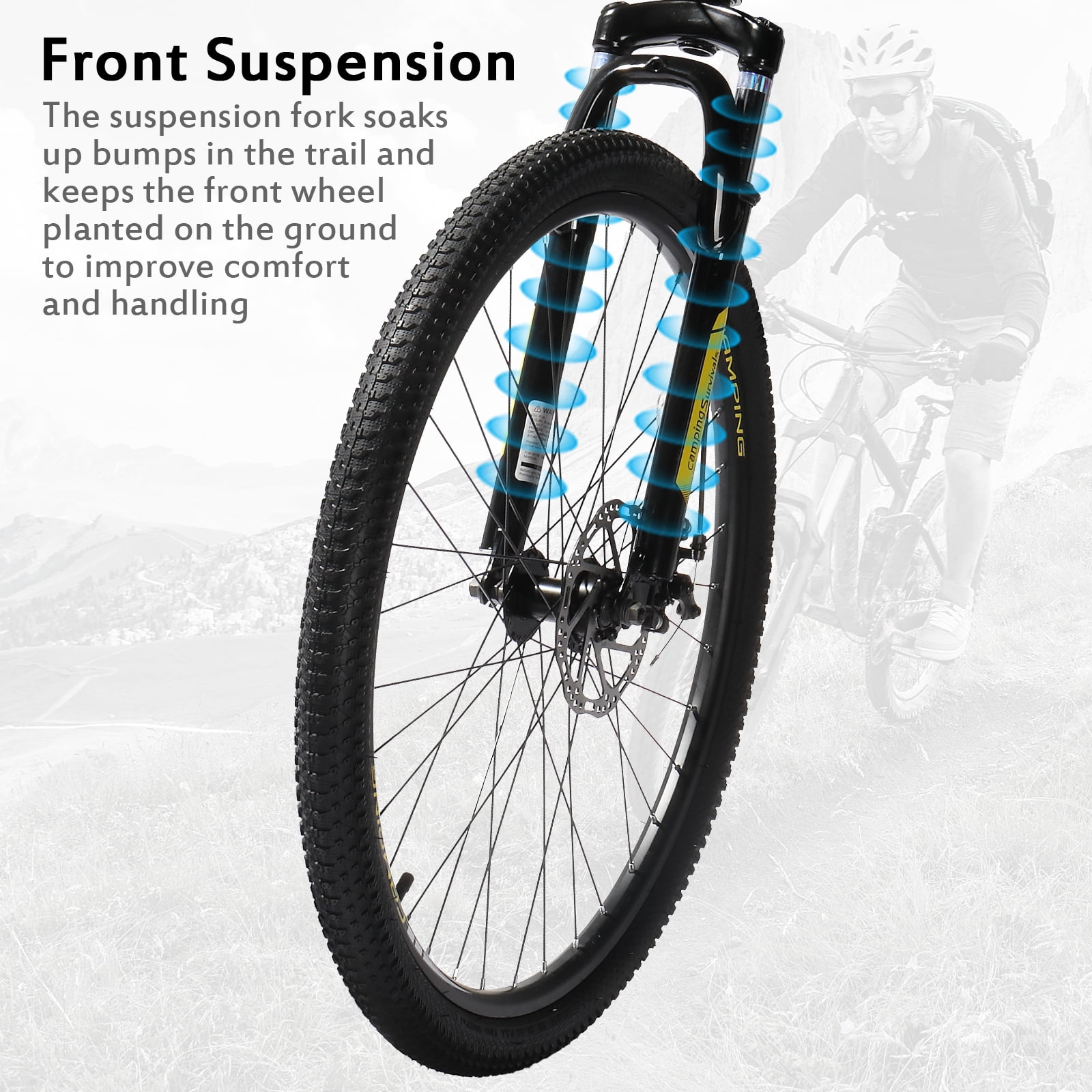 UBesGoo 27.5 inch Mountain Bike with 21-Speed, Dual Disc Brake, High-Carbon Steel MTB Bicycle, Yellow