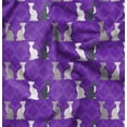 thumbnail image 1 of Soimoi Popeline de Coton Violette Tissu Décor Animal Chat Trèfle Imprimé BTY 58 Pouces de Large, 1 of 6
