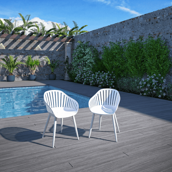 Amazonia Assen 2-Piece Chair Set, Aluminium Legs, Ideal for Outdoors and Indoors, White