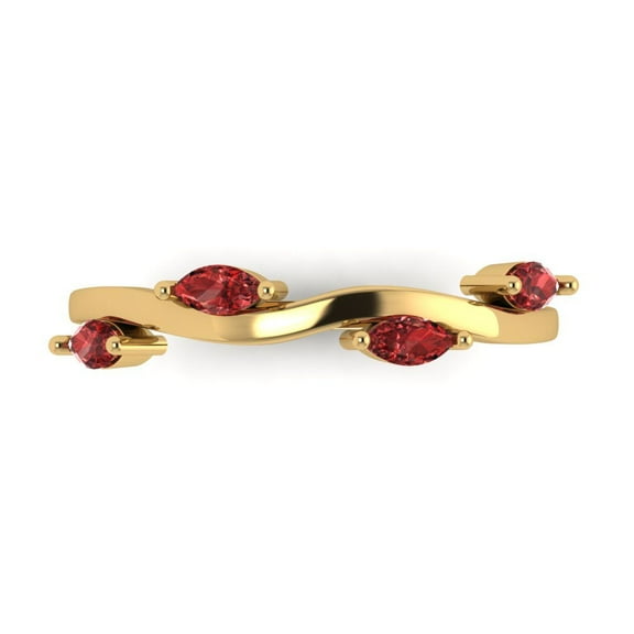 0.4 ctw Wedding Band for Women - 18K Yellow Gold Natural Garnet Stackable Eternity Ring