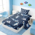 thumbnail image 2 of Manfei Cartoon Shark Twin Sheet Sets for Kids Boys and Girls, Funny Fish Bedding 3 Pieces, 1 Flat Sheet, 1 Fitted Sheet and 1 Pillowcase, 2 of 6