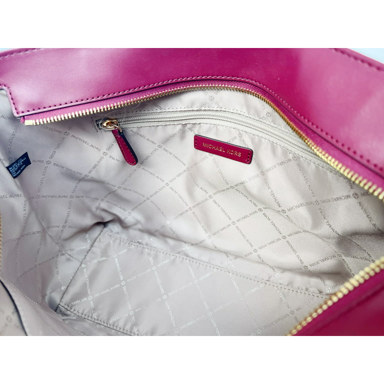 Michael Kors Jet Set Medium Powder Blush Leather Front Zip Chain Tote Bag  Purse