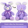 thumbnail image 4 of Bella Stuffed Bunny Toy - Animated Interactive Baby Bunny with Peek-a-Boo Feature and Singing Songs - Perfect Baby Plush Toy Gift for Ages 0-2, Purple (Set of 2, Purple) by Dimple, 4 of 9