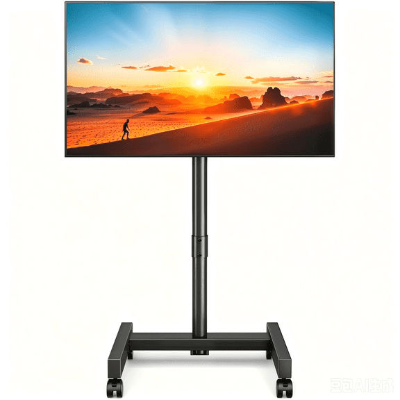 TAVR Furniture Floor Mobile TV Stand with Wheels for 13 to 50 inch Screens, Rolling TV Cart Stand Mount, Tilt Rotating Adjustable Black