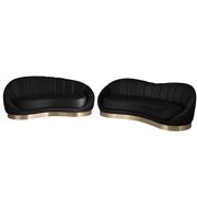 Black Velvet Rounded Sofa Set 2 Pcs SHELLY Meridian Contemporary Modern