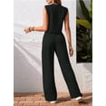 thumbnail image 3 of Women'S 2 Piece Outfits Linen Vest Waistcoat Dressy Casual Sets Wide Leg Pants Suits Black S, 3 of 5