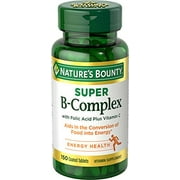 6 Pack Nature's Bounty Super B-complex with Folic Acid Plus Vitamin C 150 Each