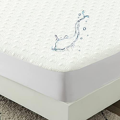 Cooling Bamboo Viscose Waterproof RV King Mattress Protector for 72 x 80 or 70x80 Narrow King Bed with Stretchy Skirt Fitted Noiseless Matressprotector Cover