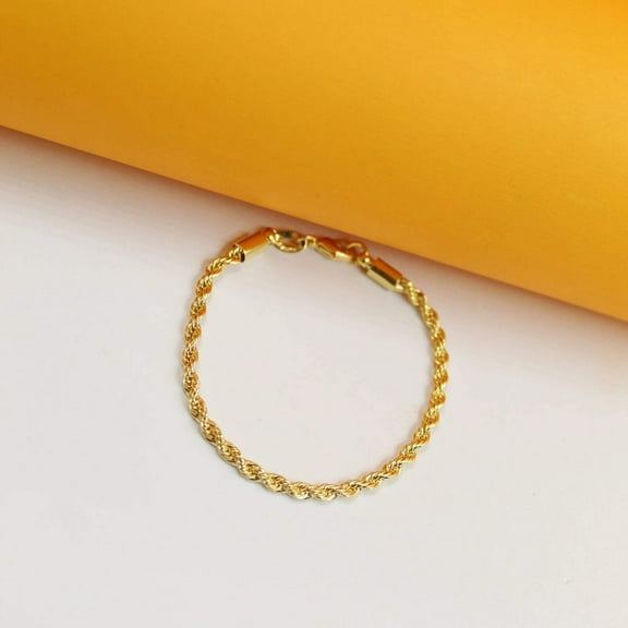 3mm Rope Chain Bracelet With Round Cap (F233)(I12)