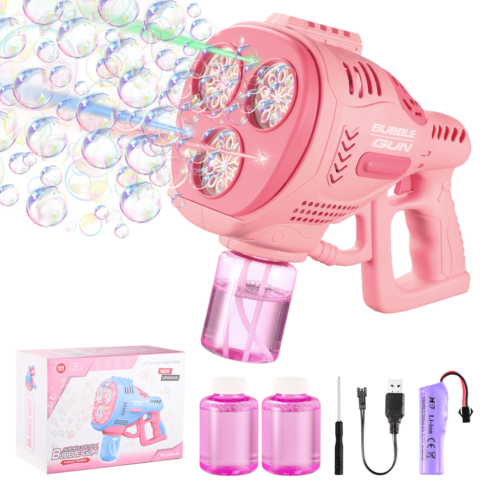 Zonao Pistolets à Bulles Rechargeables pour Enfants, Fabricant de Bulles pour Garçons Filles - Jouets d'Extérieur Cool pour Tout-Petits Cadeaux d'Anniversaire pour Âges 3 4 5 6 7 8 Ans Enfant