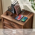thumbnail image 3 of Farmhouse Nightstand with Charging Station & 24" Top,Bedside Table with 3 Drawers,Modern End Side Table for Bedroom, Brown, 3 of 7