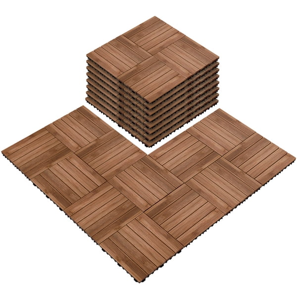 Easyfashion 12x12" Deck Tiles Patio Pavers Wood Flooring Tiles Indoor