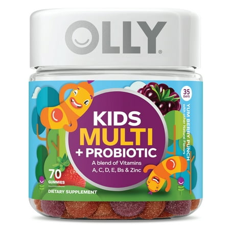 OLLY Kids Multi + Probiotic Multivitamin Gummies Berry 70 (Best Vitamins For Winter)