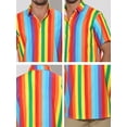 thumbnail image 6 of INSPIRE CHIC Men's Summer Vertical Stripe Print Short Sleeve Button Down Shirts 2XL Rainbow Blue, 6 of 6