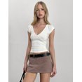 thumbnail image 2 of Women's Y2K Deep V Neck Cross Wrap Ruched Crop Tops Cap Sleeve Slim Fit Sexy Going Out Tank Tops, 2 of 6