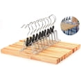 thumbnail image 3 of High-Grade Wooden Hangers, Space Saving Design With Slim Body, Clamp Hangers For Non Slip Grip In Closets (360° Swivel Hook), 3 of 7