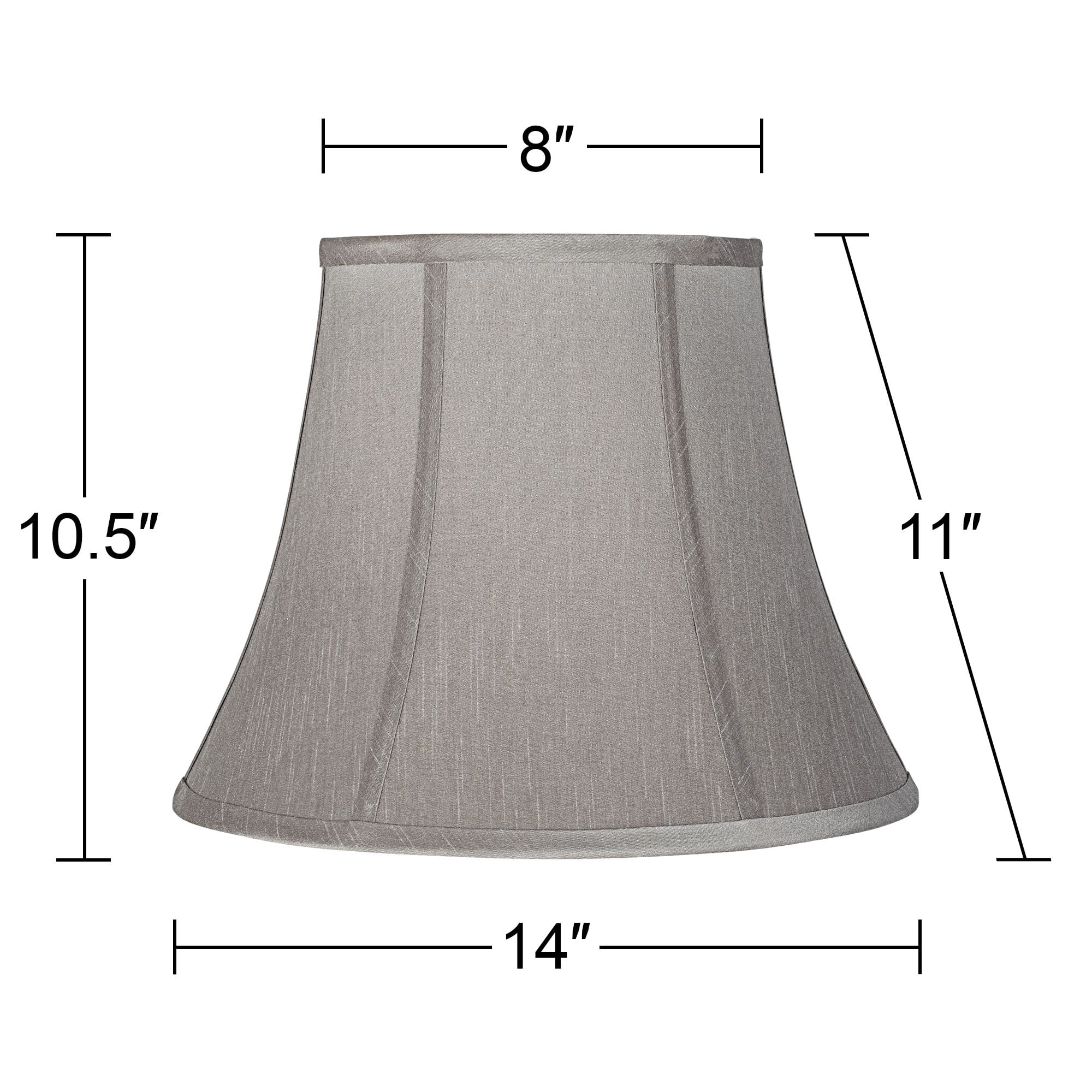 Springcrest Pewter Gray Medium Bell Lamp Shade 8" Top x 14" Bottom x 11" Slant x 10.5" High (Spider) Replacement with Harp and Finial