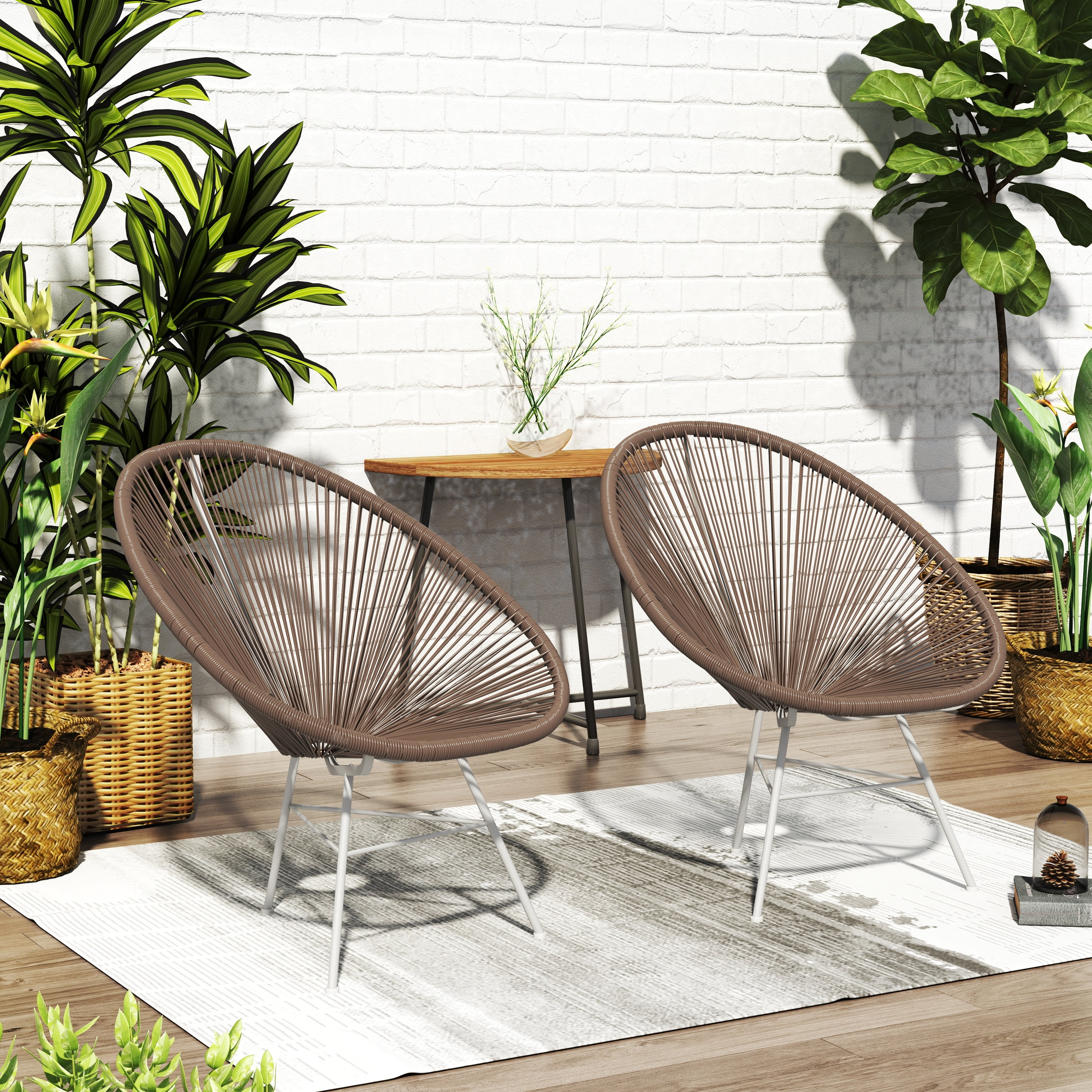 Corvus Sarcelles Acapulco Modern Wicker Bistro Chairs Set of 2