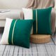 thumbnail image 1 of Juego de 2 fundas de almohada decorativas de terciopelo, parches blancos y verdes oscuros con fundas de almohada de cuero dorado, cojín de 18 × 18 pulgadas, 1 of 5