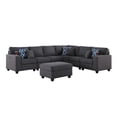 thumbnail image 4 of Leo Dark Gray Linen 7Pc Modular L-Shape Sectional Sofa Chaise and Ottoman, 4 of 7
