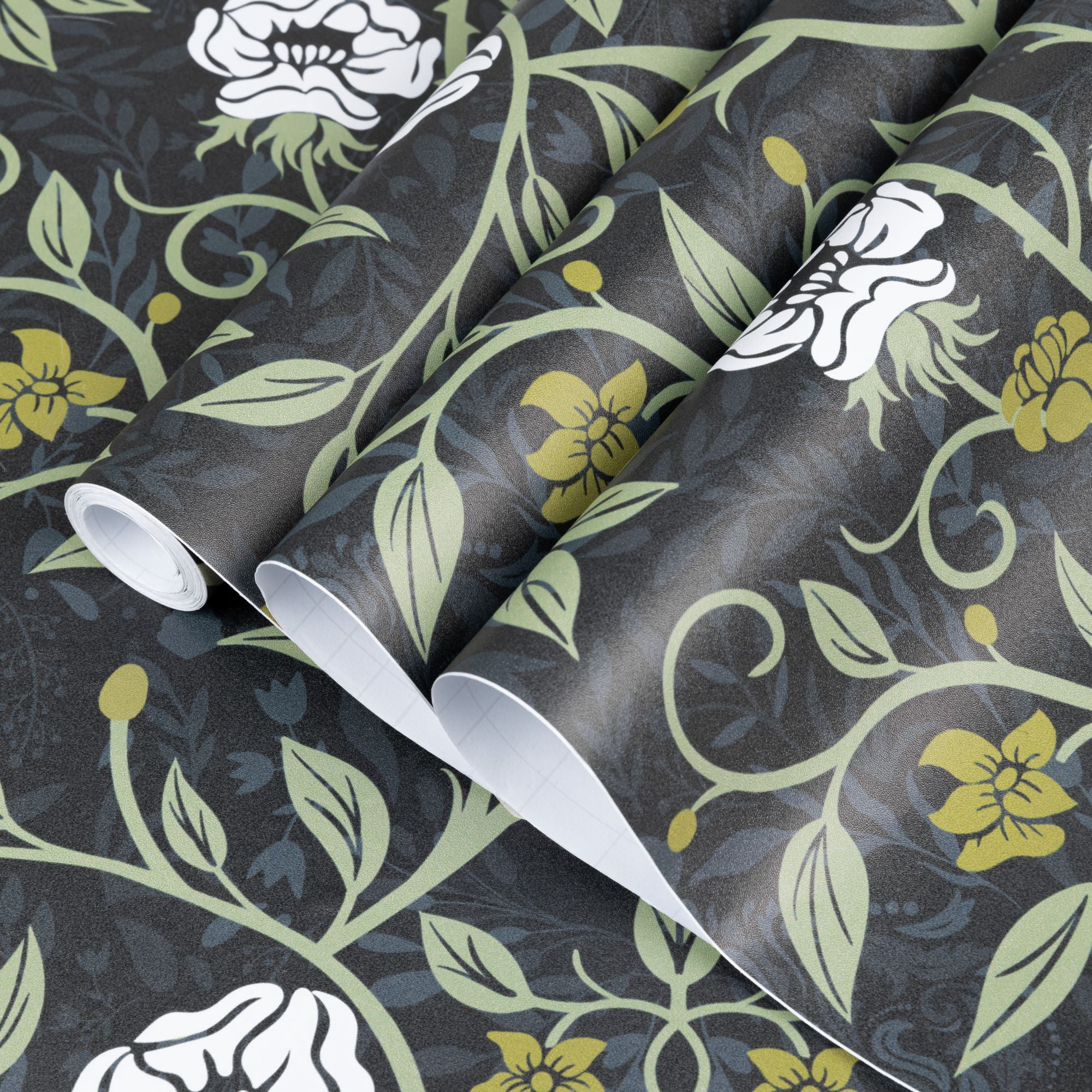 (4 pack) UMIGGEE Floral Wallpaper Peel and Stick Floral Green Wallpaper Self Adhesive Flower Wall Paper Contact Paper 17.7" x 118" Home Decor Wall Covering Old Furniture Renovation