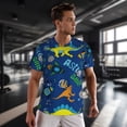 thumbnail image 3 of Wukai Dinosaur In Space Print Men's Short-Sleeved Mesh T-Shirt,Quick-Dry Short Sleeve Workout T-Shirt-X-Small, 3 of 8