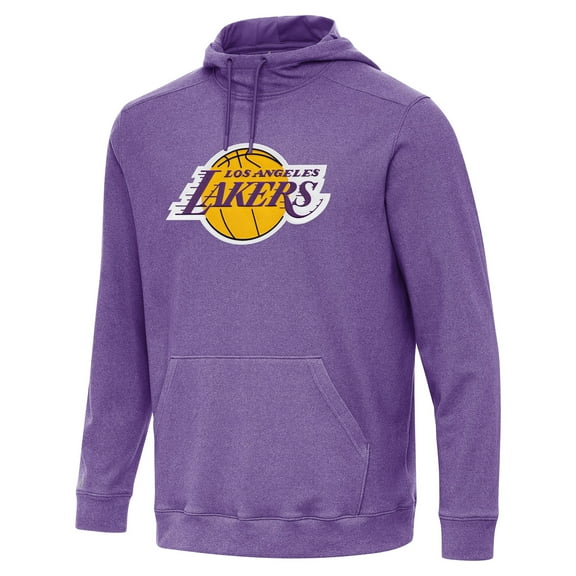Men's Antigua Heather Purple Los Angeles Lakers Cloud Pullover Hoodie