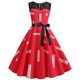 thumbnail image 1 of Mujeres vendaje estampado retro corto sin mangas encaje patchwork noche o-cuello fiesta graduación vestido vintage Fridja hjkh417, 1 of 8