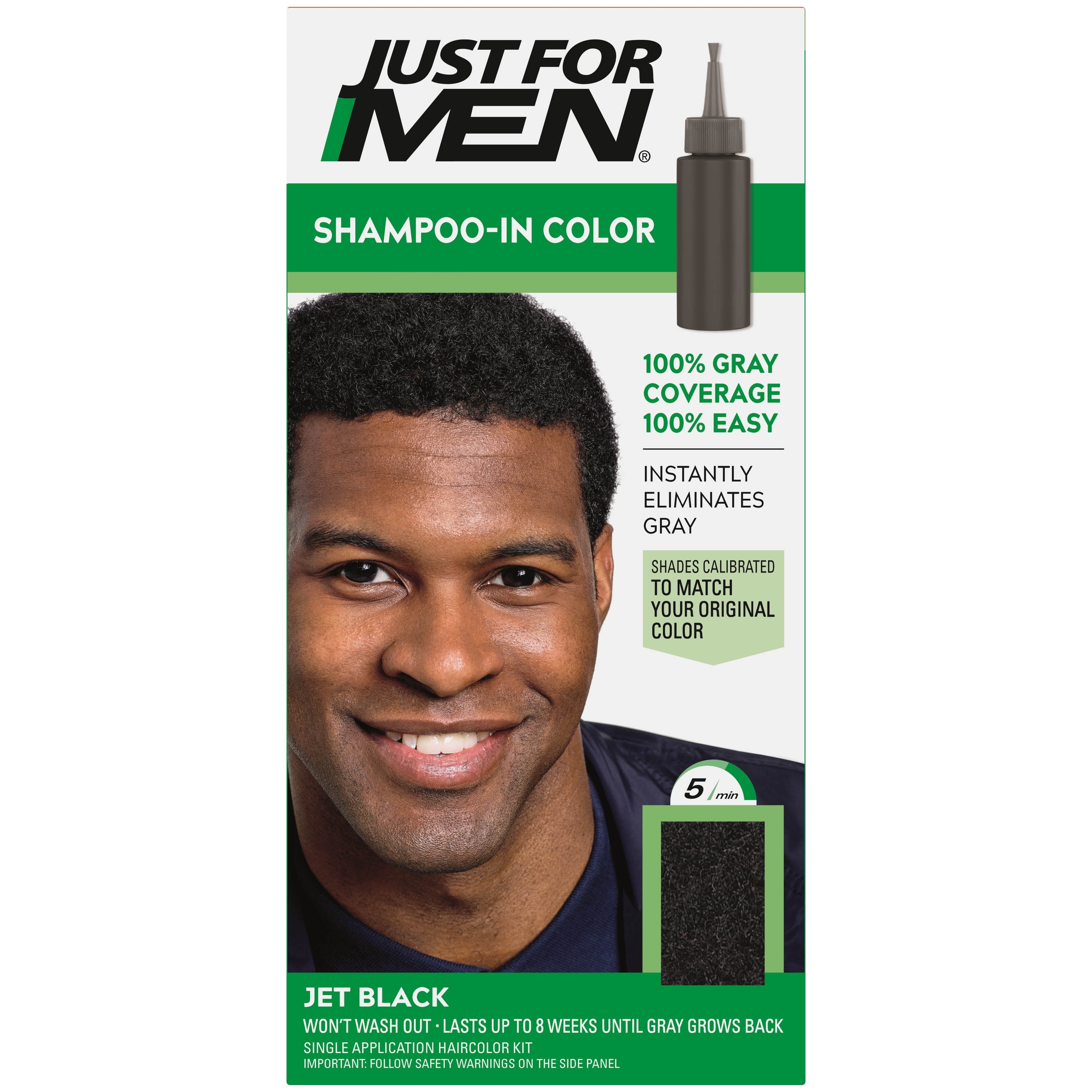 Just For Men Shampoo-in Gray Hair Color, H-60 Jet Black 