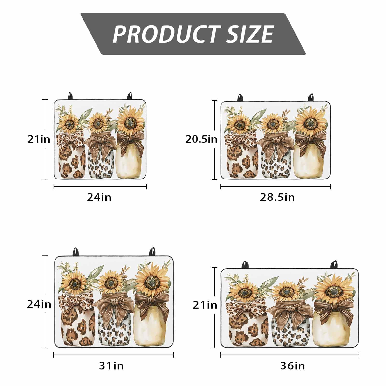 Spring Sunflower Glass Bottle Stove Top Cover for Electric Stove, Heat-proof & Non Slip Glass Top Stove Cover Protector, Brown Bow Leopard Kitchen Flat Cooktop Rubber Mat 24x21 Inches