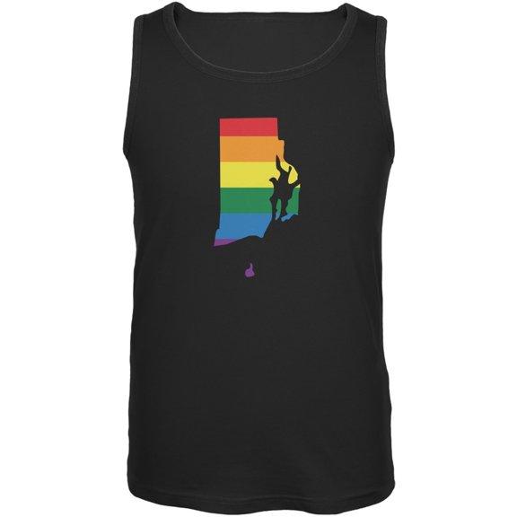Rhode Island LGBT Gay Pride Rainbow Black Adult Tank Top - X-Large