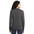 thumbnail image 2 of Port & Company Ladies Long Sleeve 100% Cotton T-Shirt, Charcoal, Large, 2 of 6
