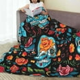 thumbnail image 3 of LNWH Skull of Death Pattern Throw Blanket, Flannel Sofa Blankets for All Seasons, 60"x50", 3 of 8
