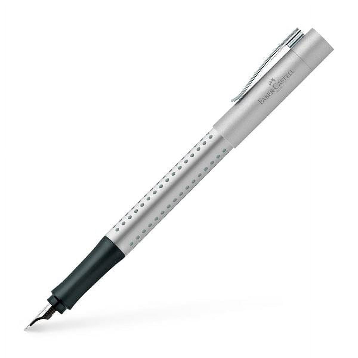 Faber-Castell Essentio Aluminum Black Fountain Pen - Medium Nib, Black Ink, Anodized Aluminum Barrel