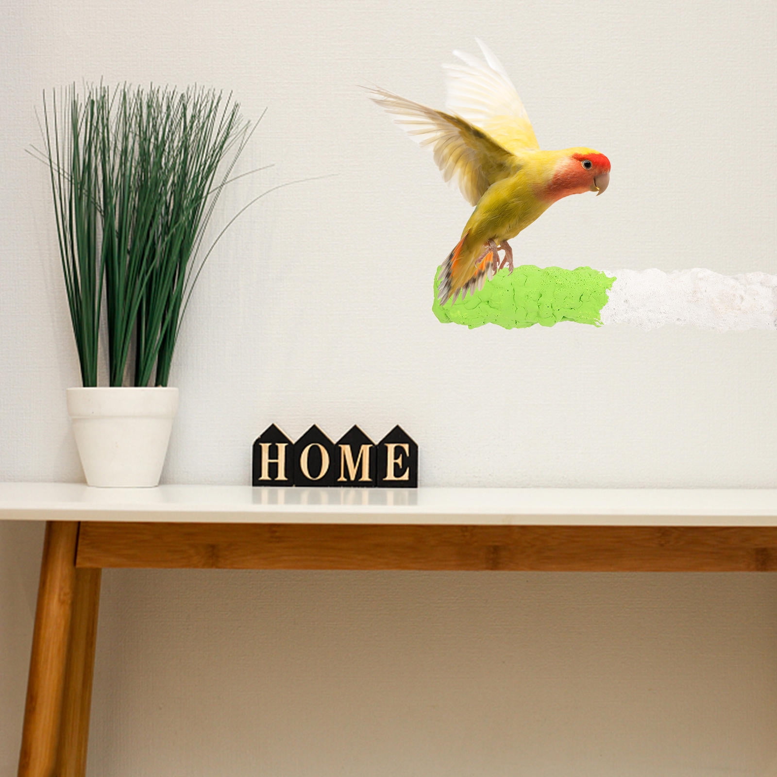 OATIPHO Natural Texture Light Green Resin Parrot Perch, Bite-Resistant Cage Accessory