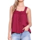 thumbnail image 1 of INSPIRAR CHIC Top de tanque para mujer con panel de encaje, cuello cuadrado, volantes, sin mangas, color rojo oscuro, XL, 1 of 6