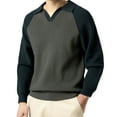 thumbnail image 4 of SDNall Men's Raglan Sleeve Sweater, Solid Color Knit Pullover with V-Neck Collar for Casual Style, 4 of 9