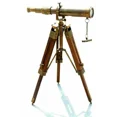 thumbnail image 2 of Brass Antique Finish Nautical Spyglass Telescope With Wooden Brown Tripod Stand, 2 of 3