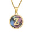 thumbnail image 1 of 26 English Letters (A-Z) Necklace For Women Titanium Steel Stainless Steel Pendant Necklace Pearl Shell Oil Drop Necklace As Gift For Wife , Daughter, Friend, 1 of 8