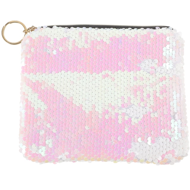 Sac à Main Mode Sac à Main Élégant Pochette Cosmétique à Paillettes à Fermeture Éclair Sac de Rangement de Pièces Durable pour Femmes (Rose)