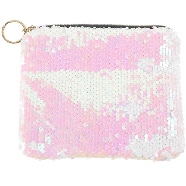 Bolso de mano creativo con lentejuelas, con cremallera, para mujer (rosa)