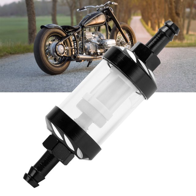 Akozon Replacement Fuel Filter with Glass and Aluminium Shell for Cars ATVs SUVs Motorcycles and Pit Bikes