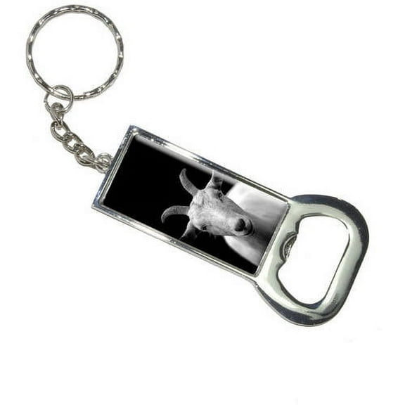 Goat Head Black And White Keychain Bottle Bottlecap Opener