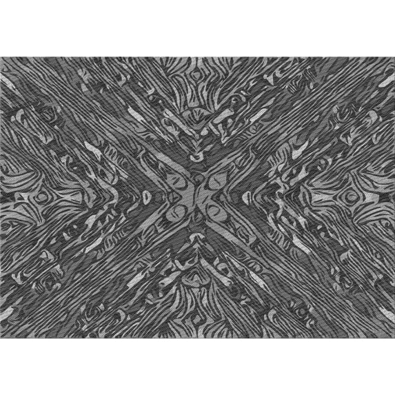 Ahgly Company Indoor Rectangle Patterned Dark Gray Black Area Rugs, 5' x 7'
